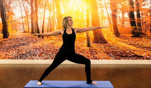 Image of woman lunging in warrior yoga pose